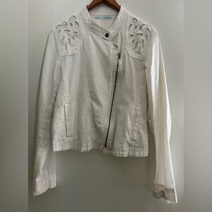 Maurice’s Moto Style Cutwork Asymmetrical Zip Cropped Jacket Size L